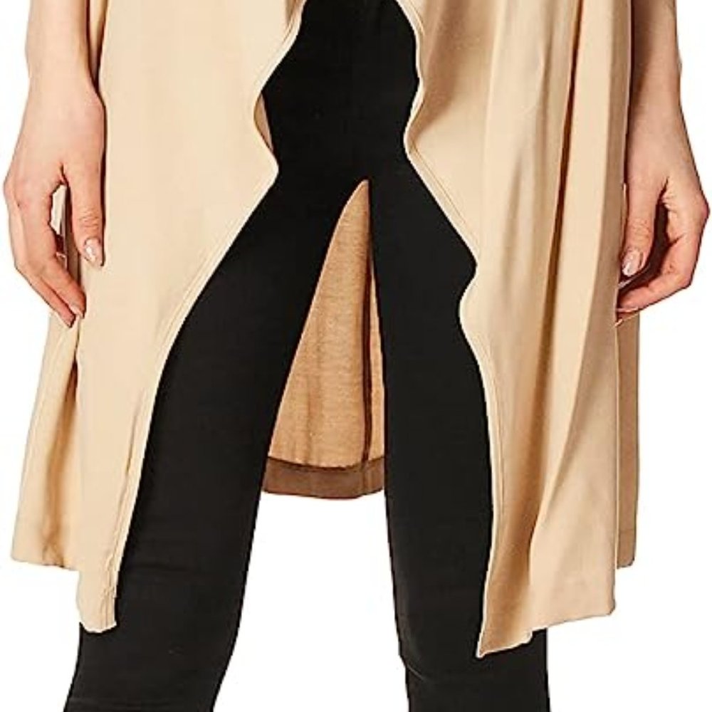BCBGeneration Sleeveless Draped Front Vest. Size: Large. Color: Sand. NWT.